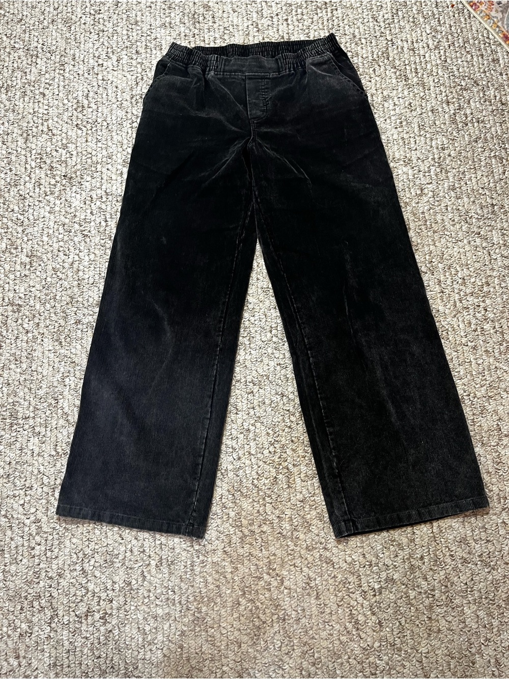 Women’s charcoal gray Corduroy Elastic-Waist Pants size medium